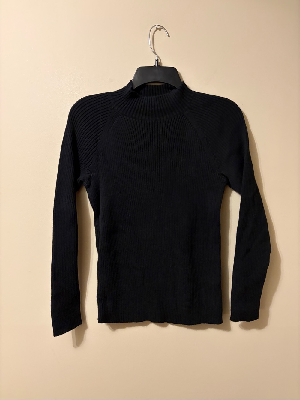 Studio Works Black Ribbed Cowl-Neck Sweater Women’s Medium